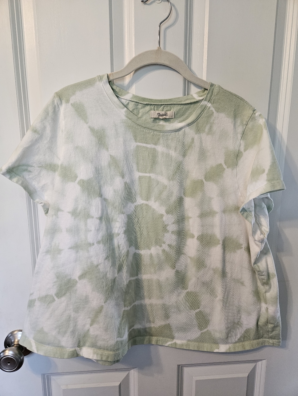 Madewell Light Green & White Tie-Dye Short Sleeve Tee